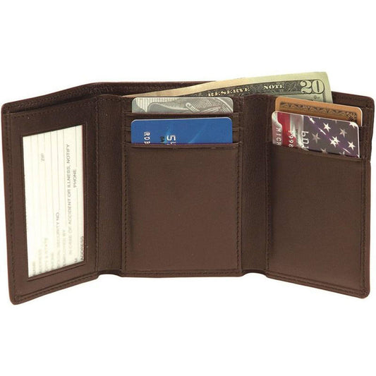 Leather Trifold With Double Id Window Wallet, Men's, Brown