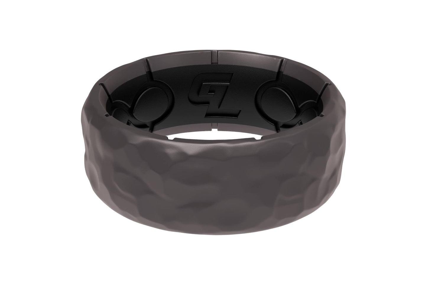 Life Zeus Hammered Gun Metal Silicone Ring, Size 10