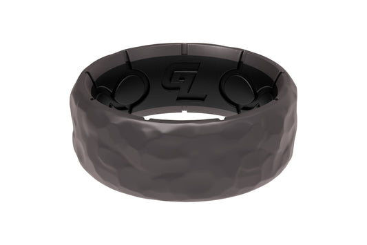 Life Zeus Hammered Gun Metal Silicone Ring, Size 9