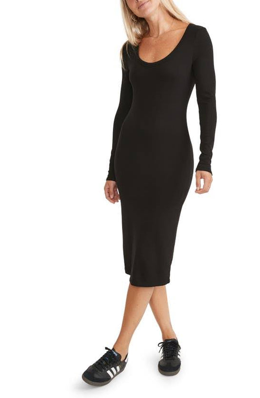 Lexi Rib Ls Midi Dress Md