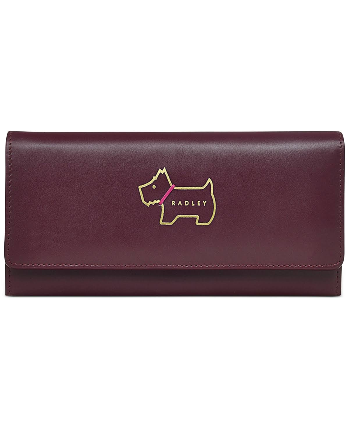 London Heritage Outline Dog Medium Bifold Purse, Red, Leather