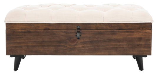 Liam Light Beige & Dark Oak Tufted Cocktail Ottoman