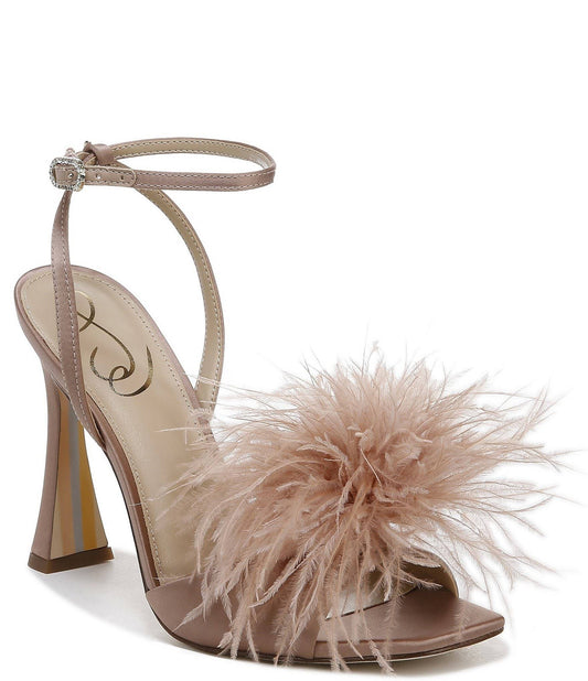 Leon Feather Heel Praline Satin