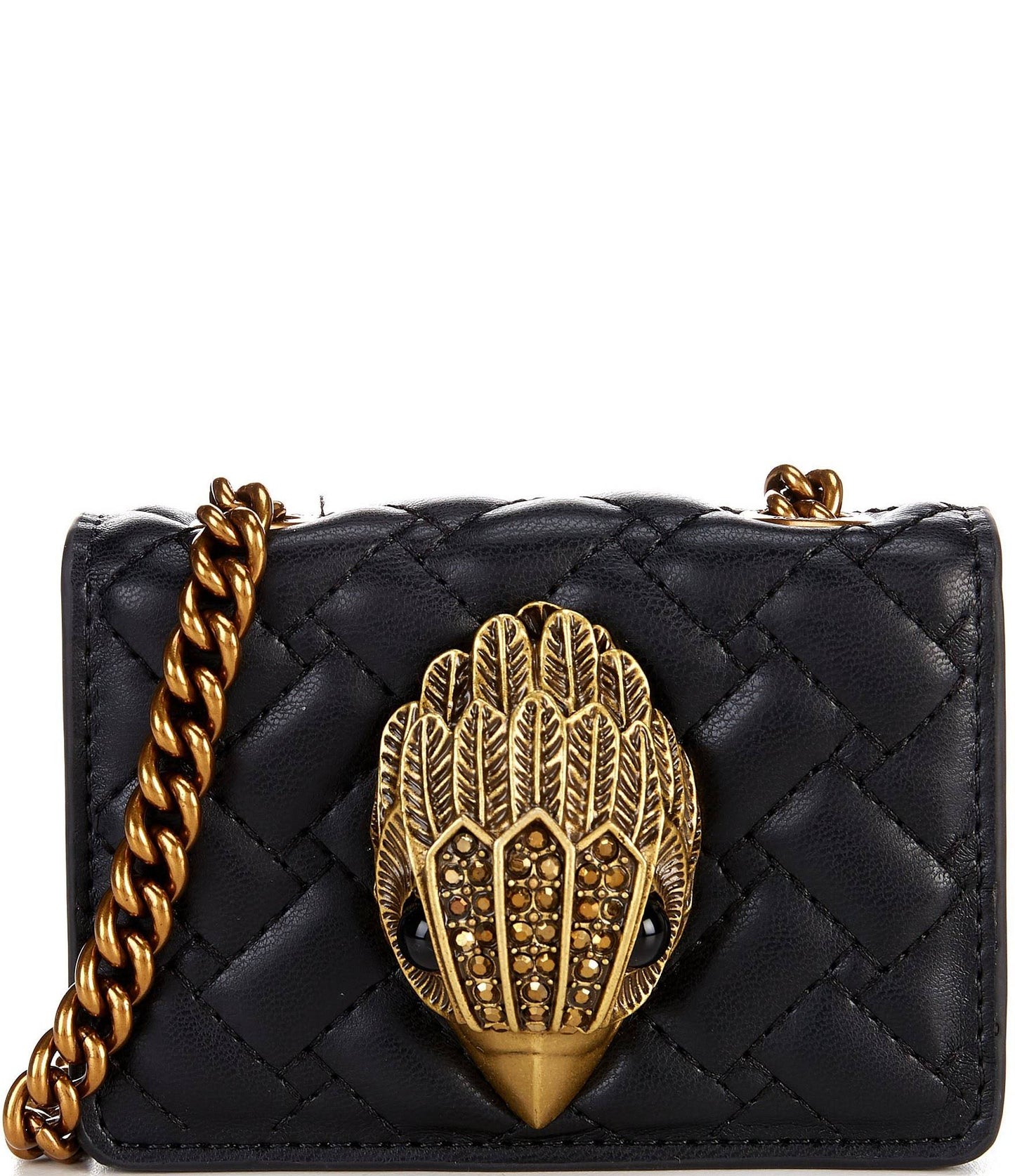 London Micro Kensington Quilted Leather Crossbody Bag In Black